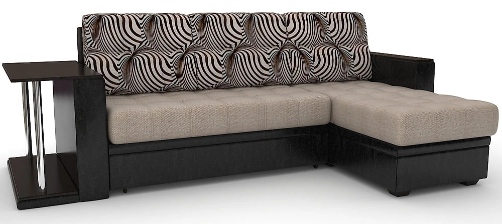 Угловой диван с баром Атланта-Эконом Изи Браун со столиком