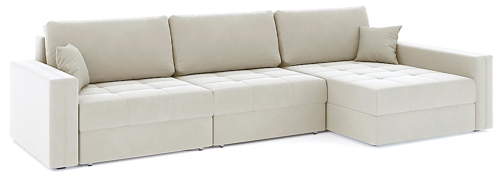 Тканевый угловой диван Брест-3 Плюш Крем