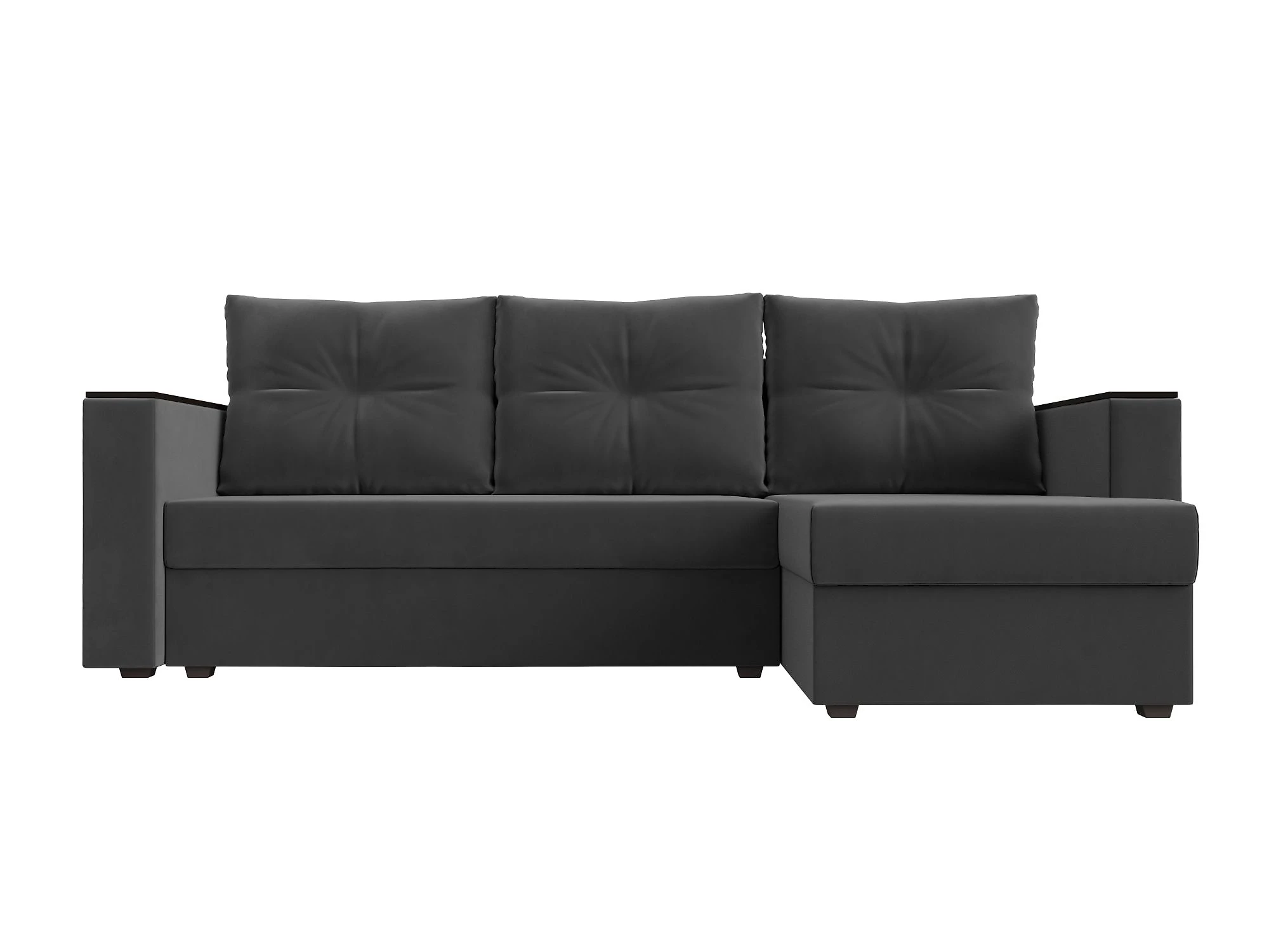 Угловой диван из ткани антикоготь Атланта Лайт Плюш без стола Дизайн 6