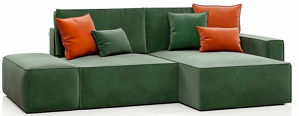 Угловой диван из ткани антикоготь Корсо с банкеткой Грин