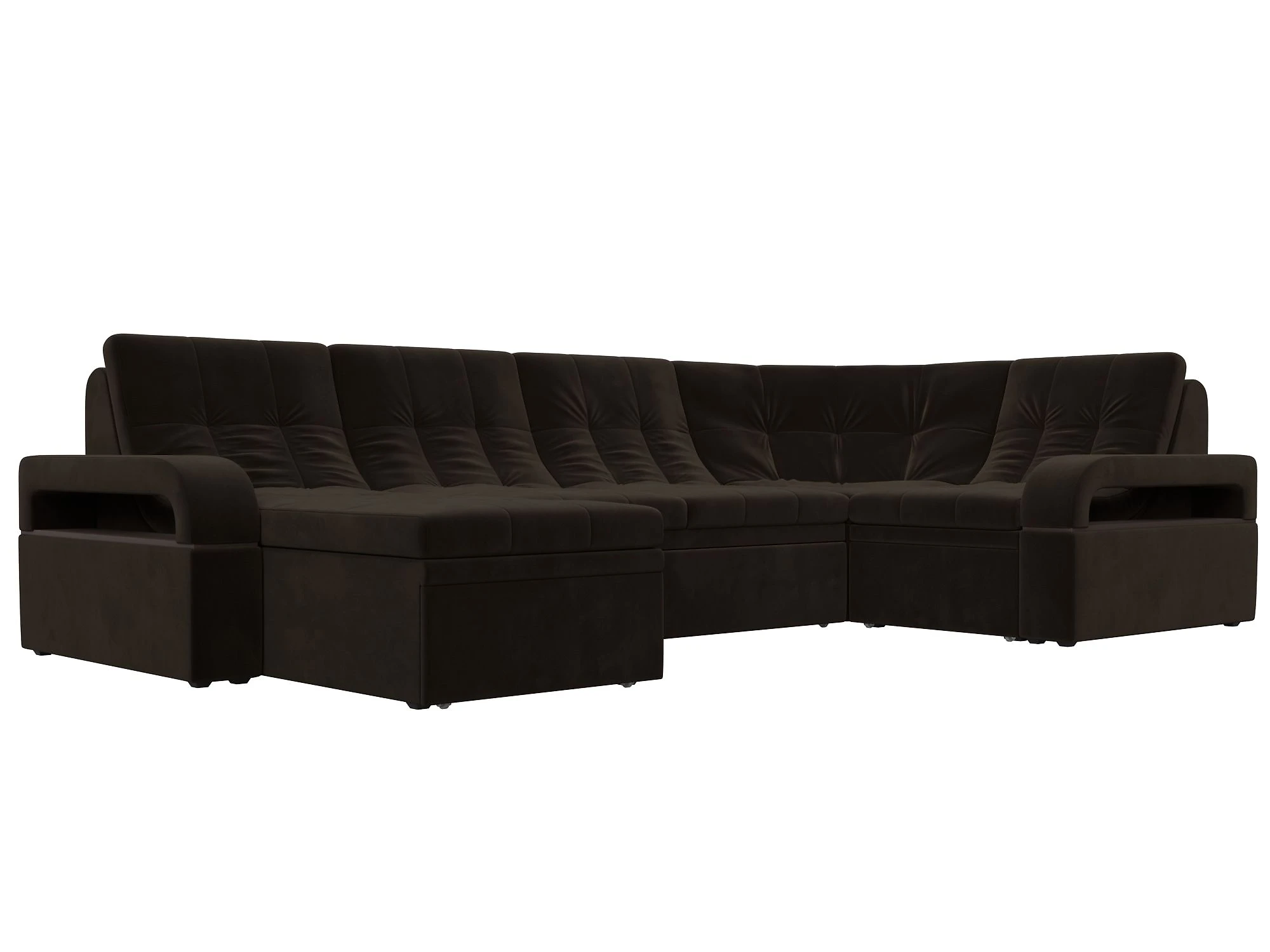 Коричневый диван Лига-035 П-образный Дизайн 3