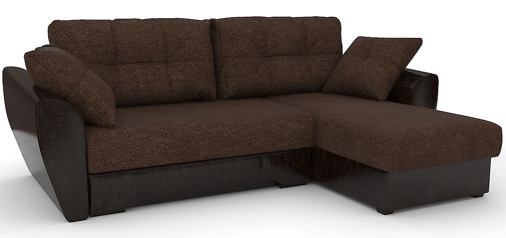 Угловой диван с кожанными подлокотниками Амстердам-эконом Мальта Браун