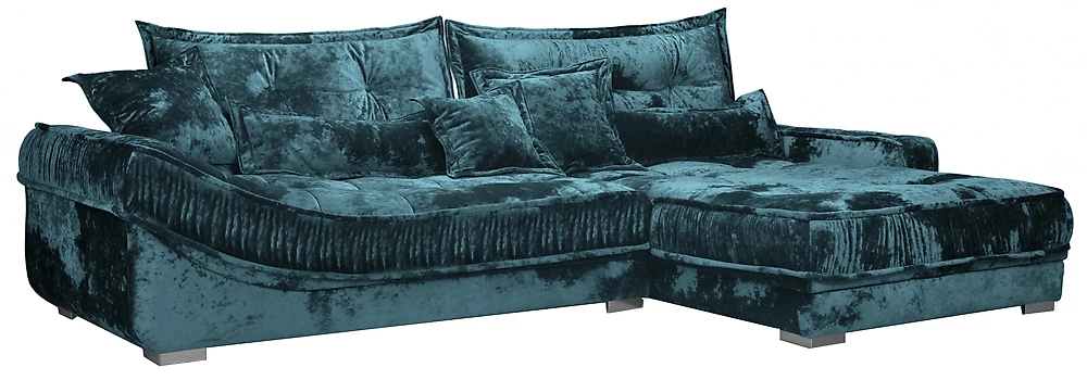 Угловой диван из велюра Бруно Изумруд
