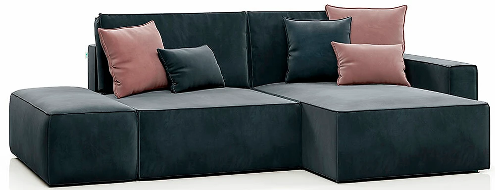 Угловой диван из ткани антикоготь Корсо с банкеткой Грей