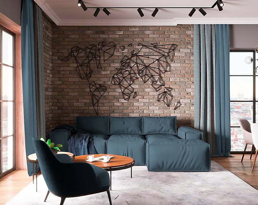 Синий диван Loft Lux Дизайн 2