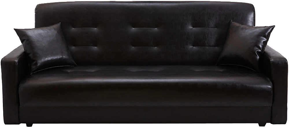 Прямой кожаный диван Аккорд (Престиж) Черный нераскладной