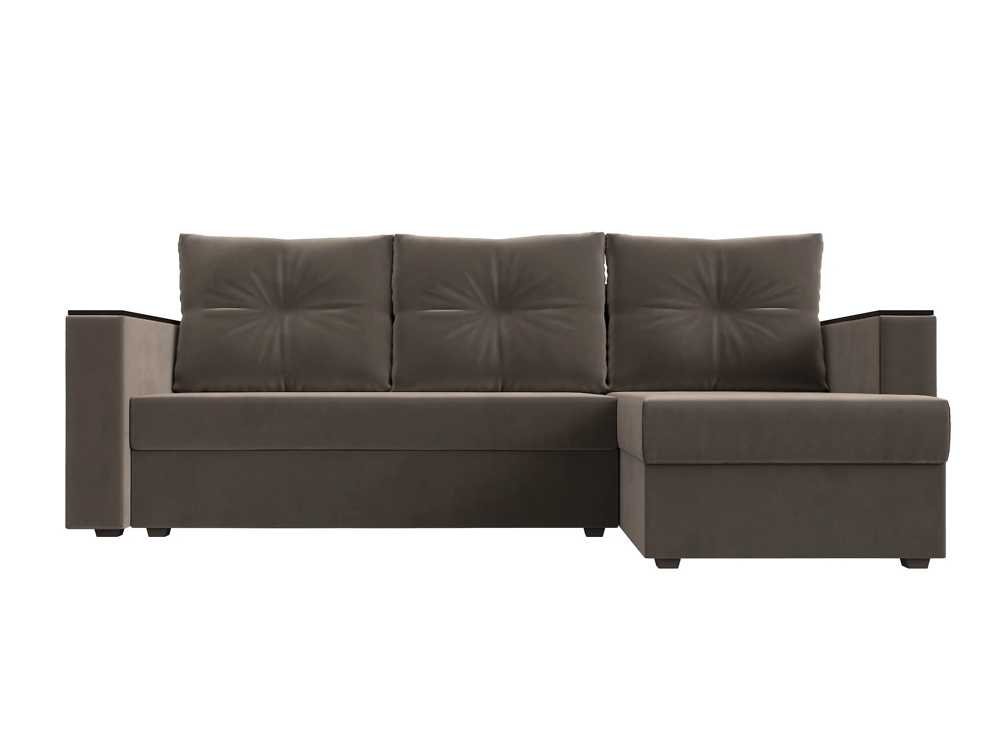 Угловой диван из ткани антикоготь Атланта Лайт Плюш без стола Дизайн 5