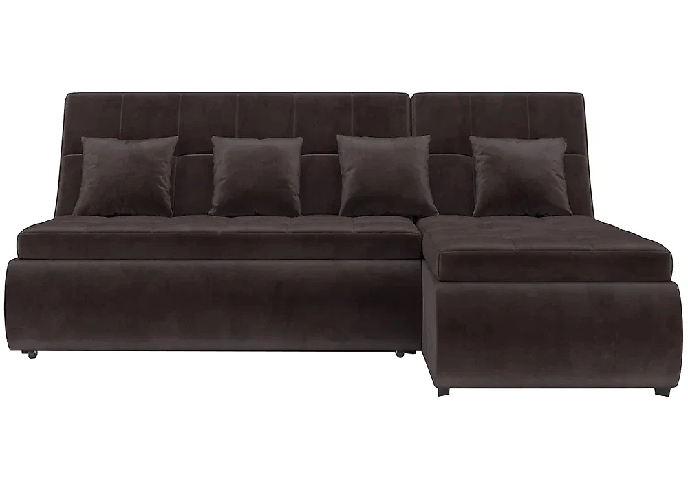 Угловой диван из комбинированного материала Дубай Вельвет Бархат Кофе