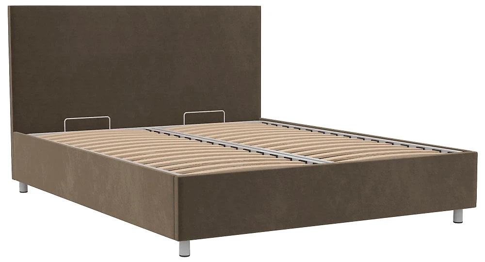 Кровать в современном стиле Белла 160х200 с бельевым ящиком Плюш Шоколад