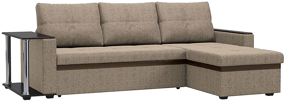 Угловой диван с ящиком в подлокотниках Атланта со столиком Дизайн 1
