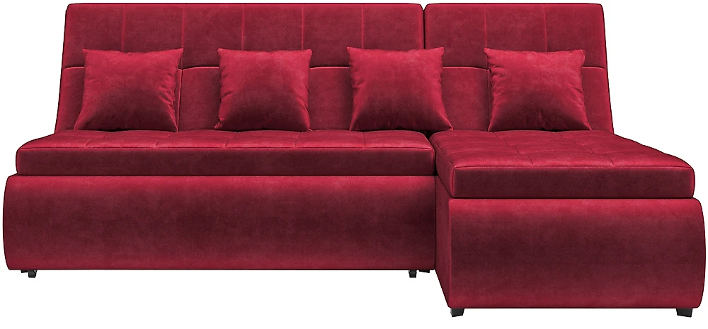 Угловой диван из комбинированного материала Дубай Вельвет Бархат Ред