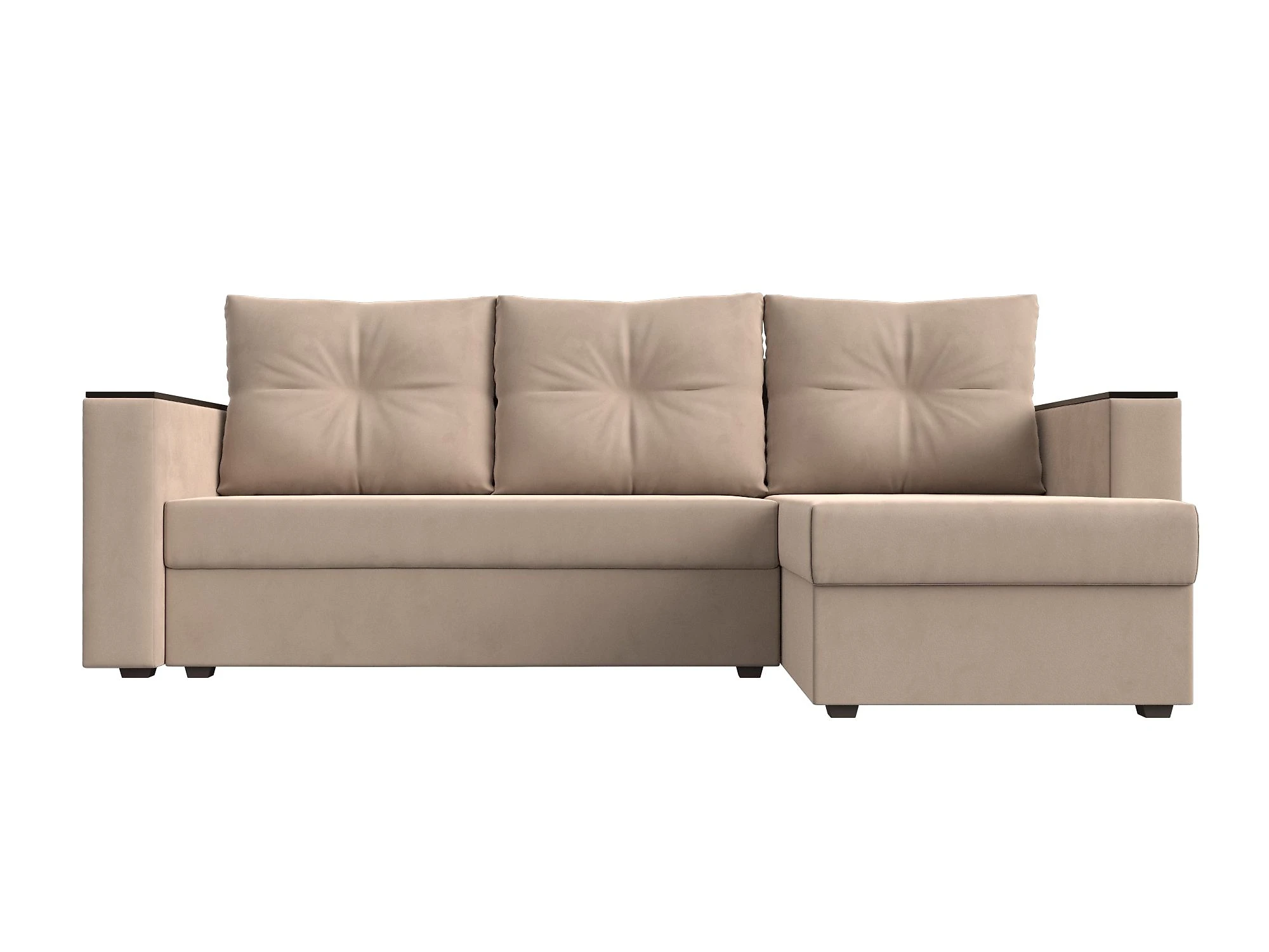 Угловой диван из ткани антикоготь Атланта Лайт Плюш без стола Дизайн 1