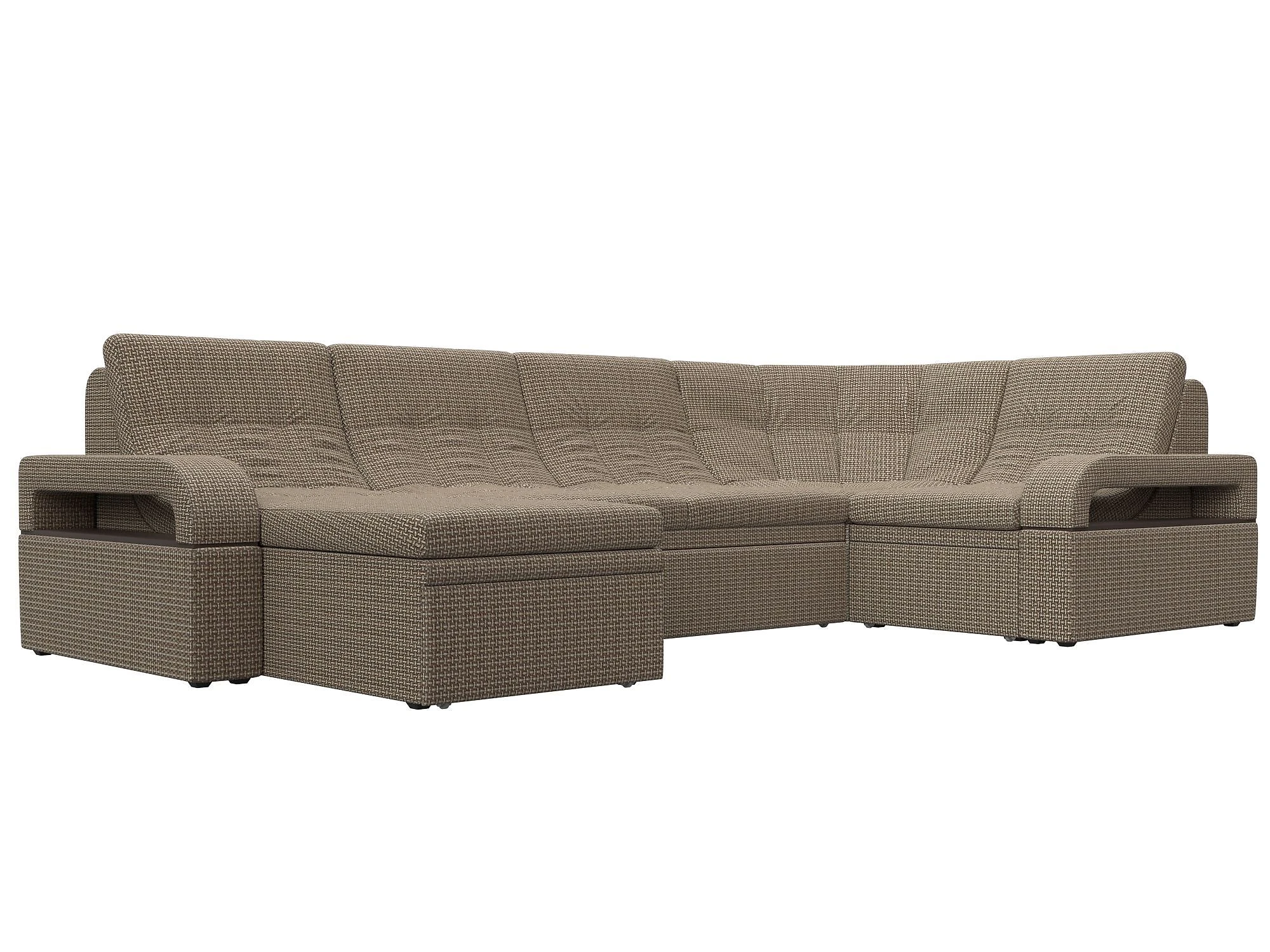 Коричневый диван Лига-035 П-образный Дизайн 9