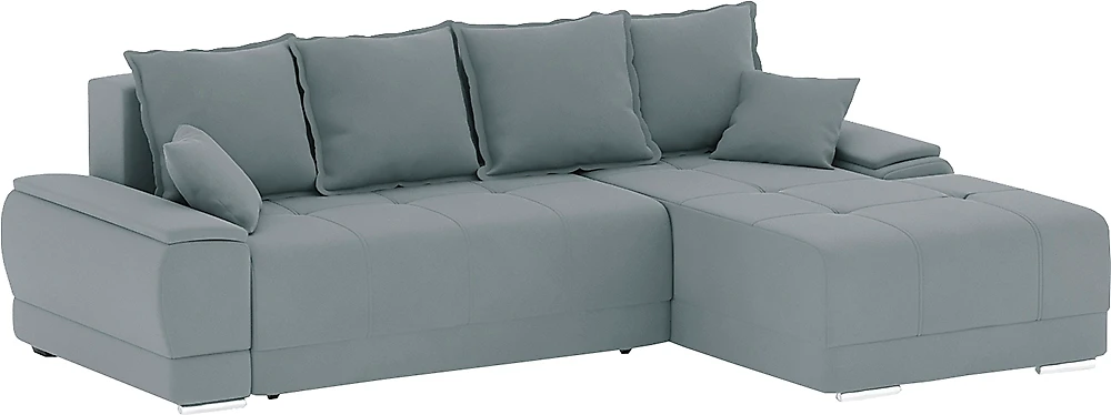 Угловой диван из велюра Nordviks Мини (Модерн) Плюш Лайт Грей
