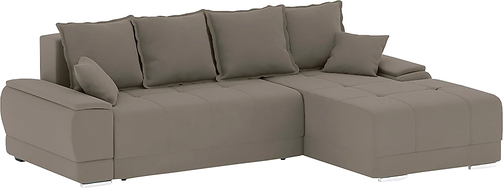 Угловой диван из велюра Nordviks Мини (Модерн) Плюш Лайт Браун