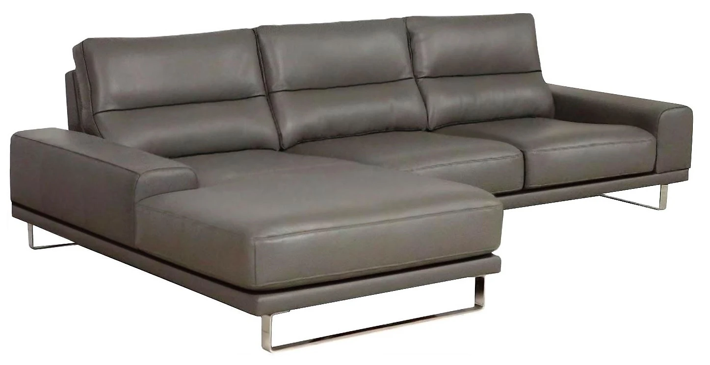  угловой диван с оттоманкой Рипозо Grey экокожа