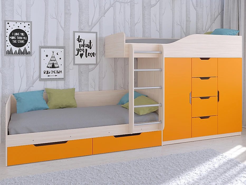 Детская кровать для мальчика Астра-6 Оранжевый