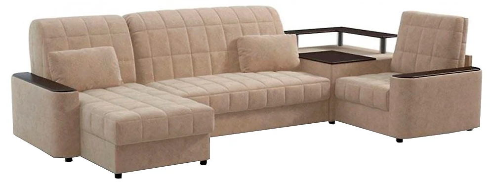 Угловой диван с баром Даллас П-образный Беж